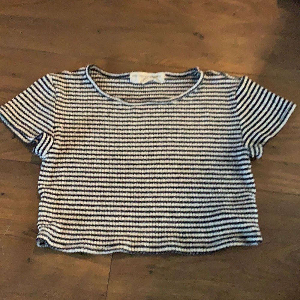 Black and white striped crop urban outfitters top